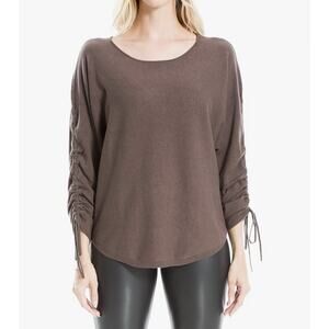 NWT Max Studio Brown Sweater 3/4 Dolman Sleeves Relaxed Fit Top Size Small $148